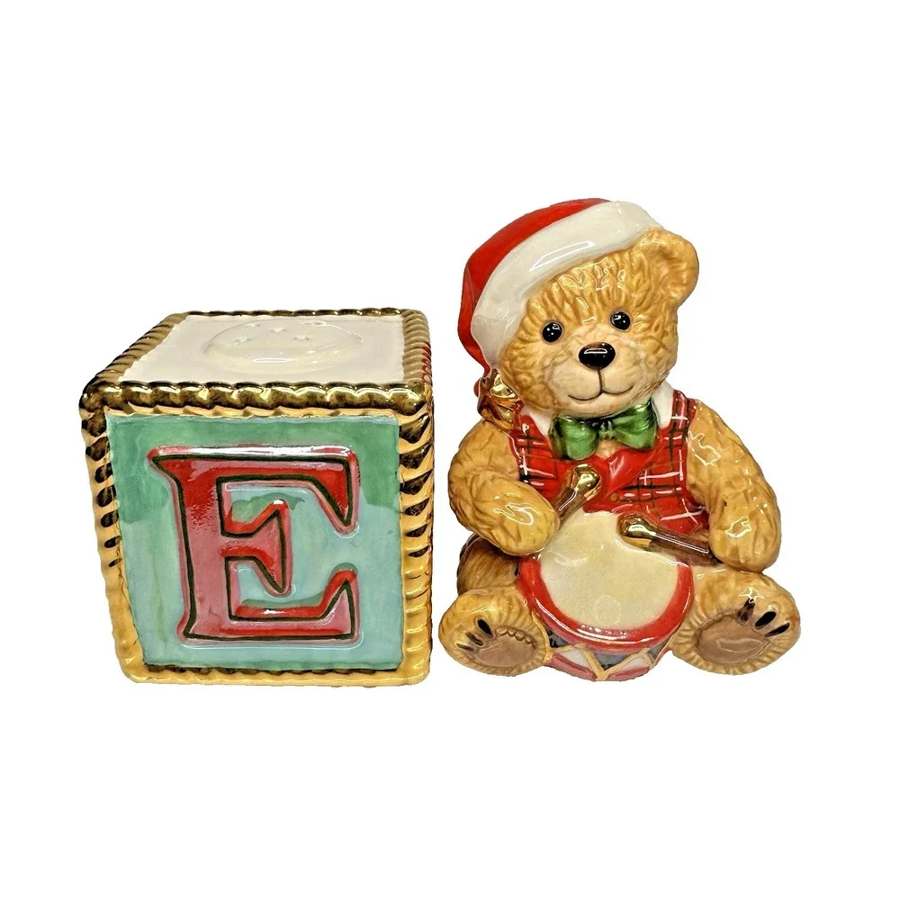Christopher Radko Noel Bear‎ Salt & Pepper Shaker 🎄 Retired – Pre‑Owned Good